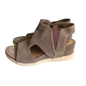 Sofft Womens Shandi Caged Zip‎ Slingback Wedge Sandal Size 9.5M Tan Mauve Summer